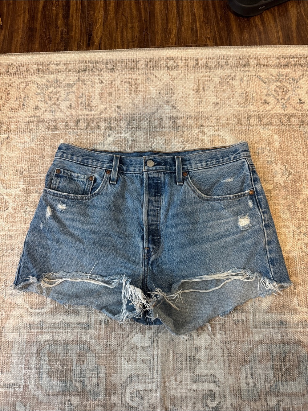 Levi’s High-Rise Denim Cutoff Shorts in Blue
